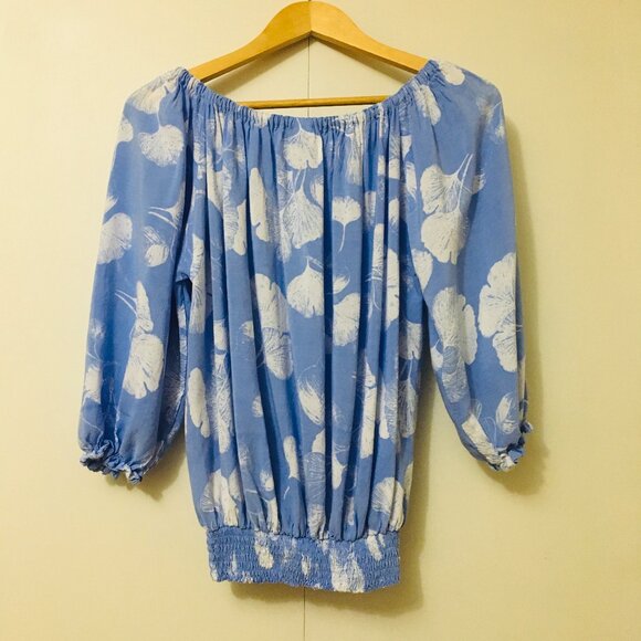 Silverwood Qualicum Beach Ruched Sky Blue Boho Top - Picture 2 of 15